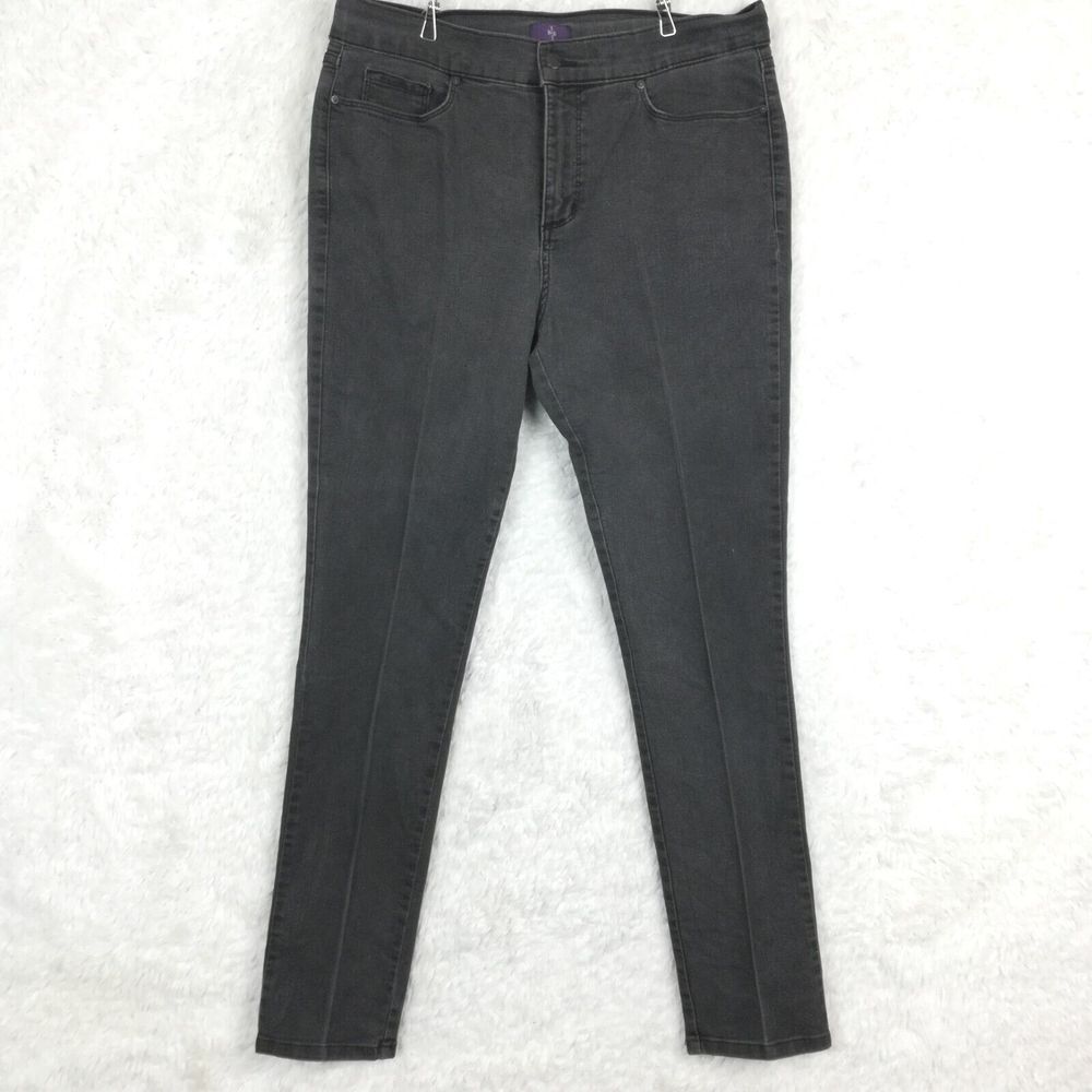 NYDJ Womens Jeans Skinny High Rise Denim Black Wash Lift Tuck Stretch‎ 12
